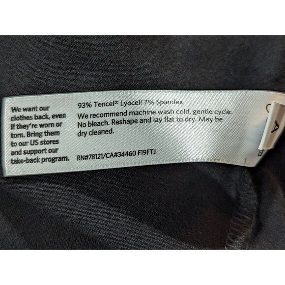 Eileen Fisher Women's Black Cap Sleeves Stretch Tie Front A-line Dress Size S/P - Picture 4 of 5